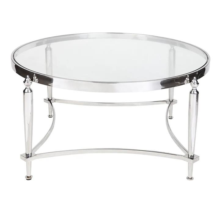 Jak Stainless Steel Round Coffee Table, 97cm, Nickel by Cozy Lighting