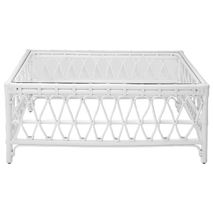 Albion Rattan Coffee Table, 100cm, White by Chateau Legende Style