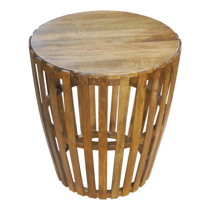 Hougham Mango Wood Round Side Table, Rustic Natural by Chateau Legende ...