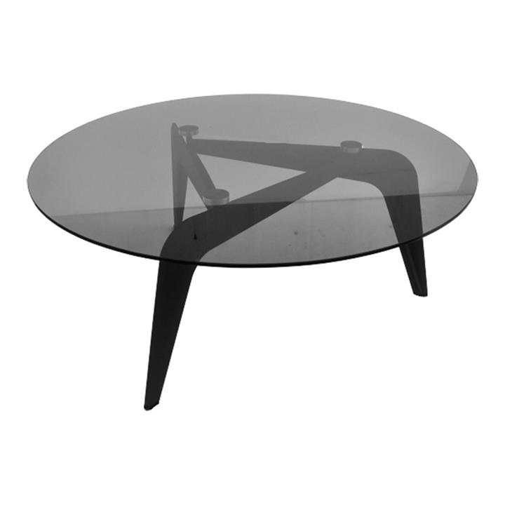 Boro Glass Top Round Coffee Table, Black by Ingram Designer Style