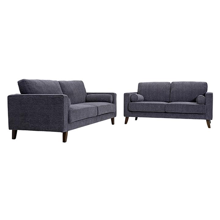 Morphett 2 Piece Fabric Sofa Set, 3+2 Seater, Charcoal by Woodland Furniture Style Sourcebook