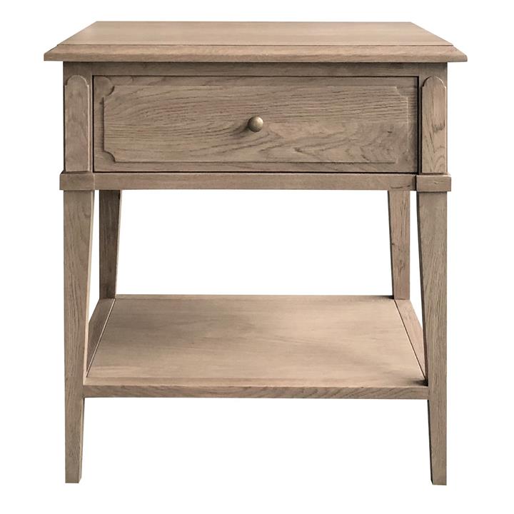 Hertz Oak Timber Bedside Table, Weathered Oak by Manoir Chene Style Sourcebook