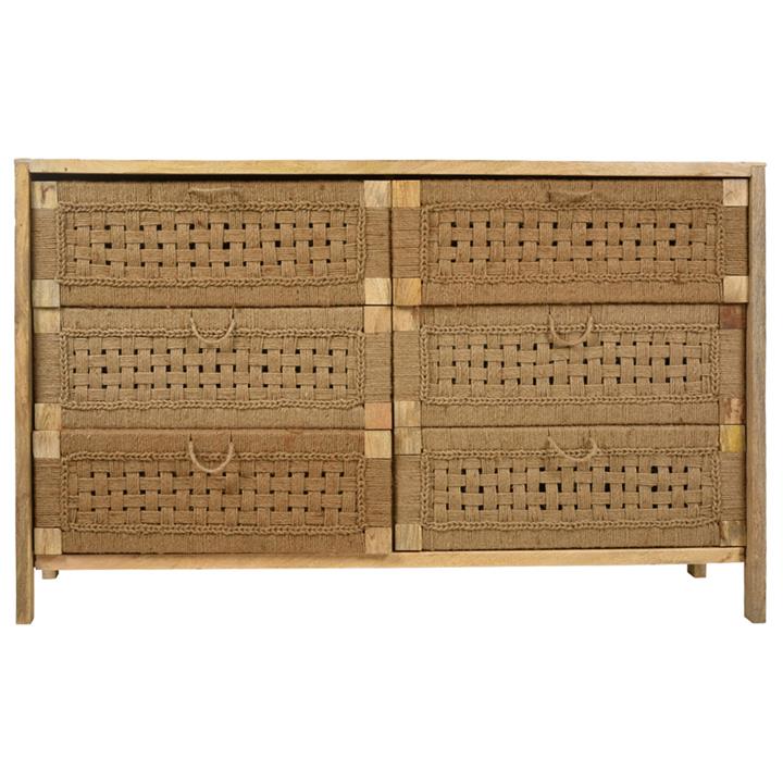 Arizona Handmade Mango Wood & Jute 6 Drawer Dresser by Casa Uno Style
