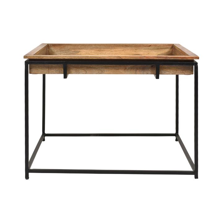 Kota Brass Clad Mango Wood Tray Top Side Table by Casa Uno Style Sourcebook