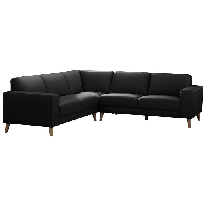 Montoya Leather Modular Corner Sofa, 5 Seater, Black by Woodland