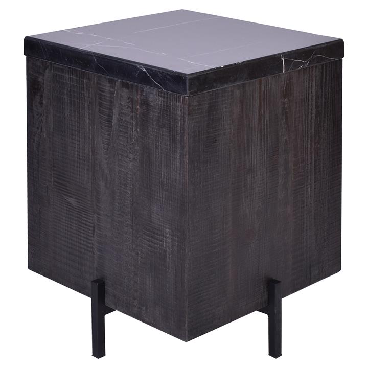Formia Marble Top Square Side Table, Black / Dark Brown by Affinity