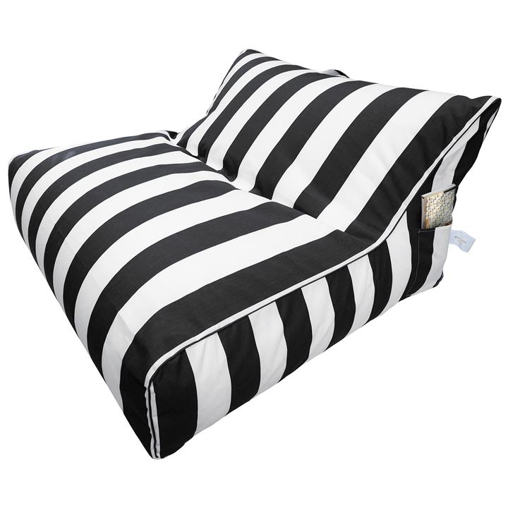 Maldives Fabric Indoor / Outdoor Bean Bag Cover, Black Stripe by Mio