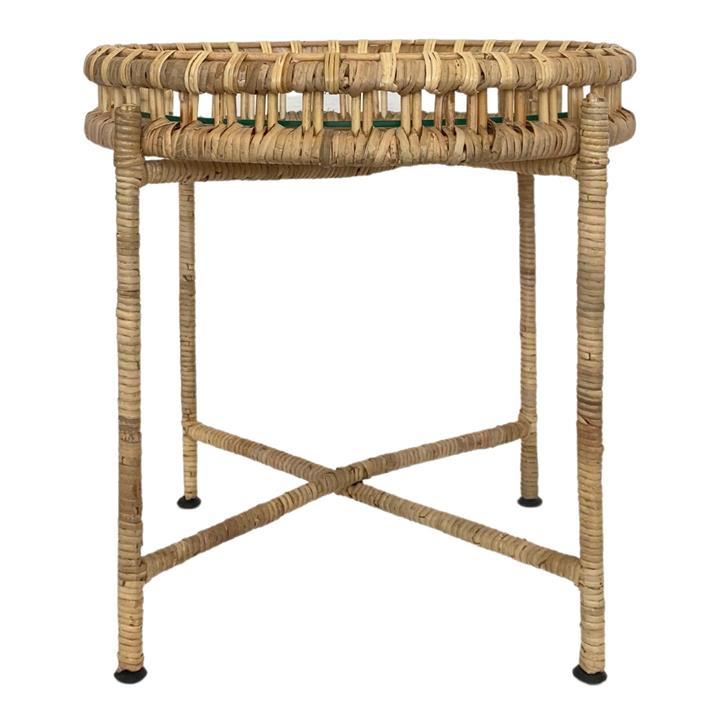 Darma Rattan Round Tray Top Side Table by OneWorld Collection Style