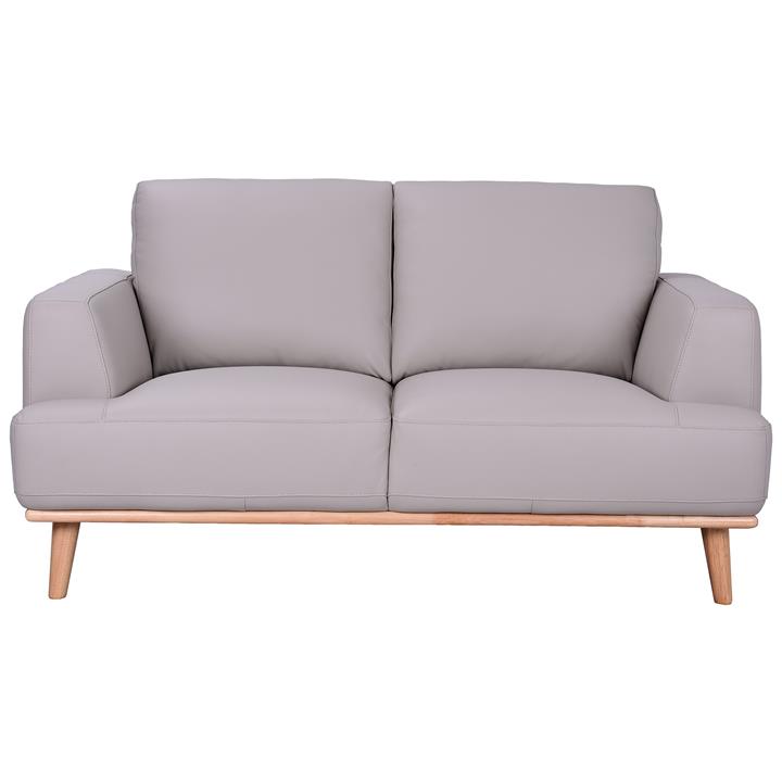 Rocella Italian Leather Sofa, 2 Seater, Matt Light Grey by OZW