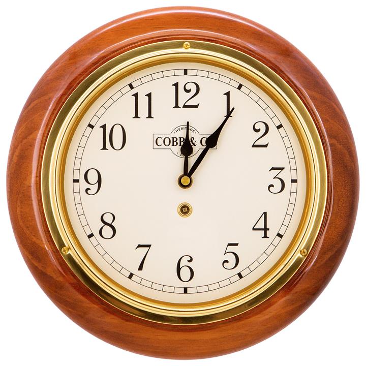 Cobb & Co. Railway Wall Clock, Arabic Numerals, Small, Gloss Oak