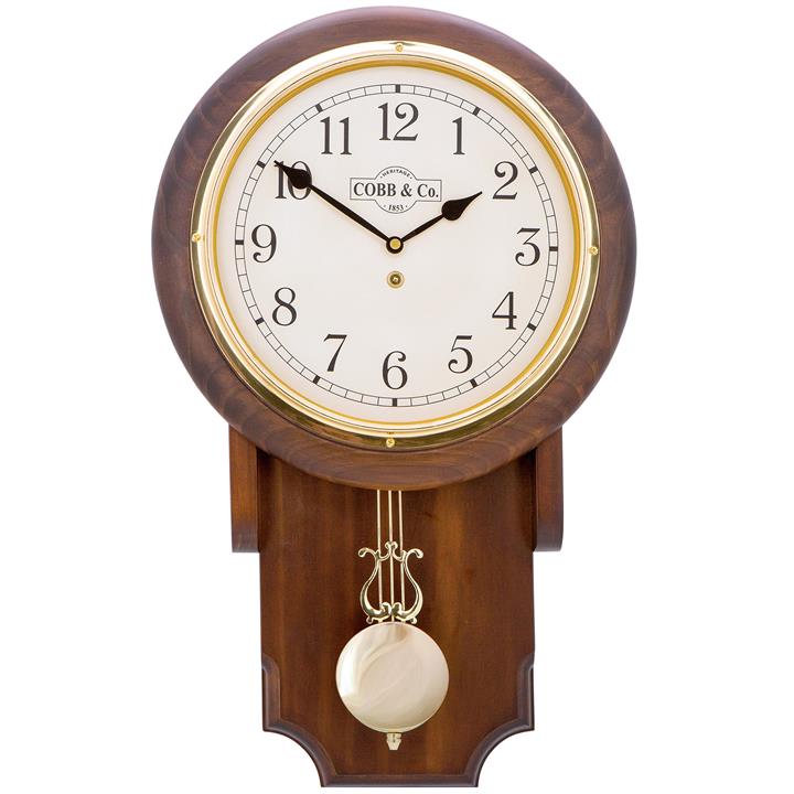 Cobb & Co. Pendulum Chime Wall Clock, Arabic Numerals, Medium, Satin