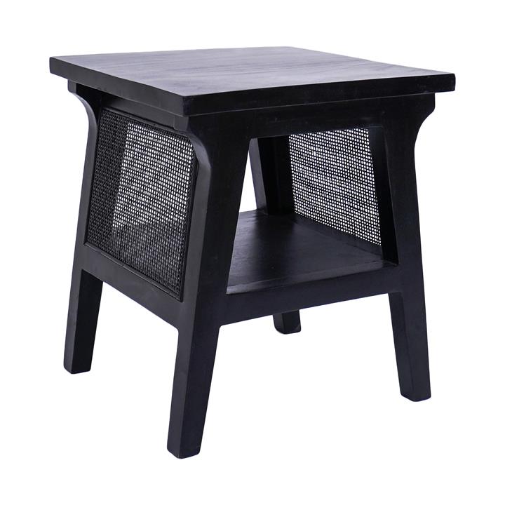 Chayton Mahogany Timber Square Side Table, Black by Room and Co