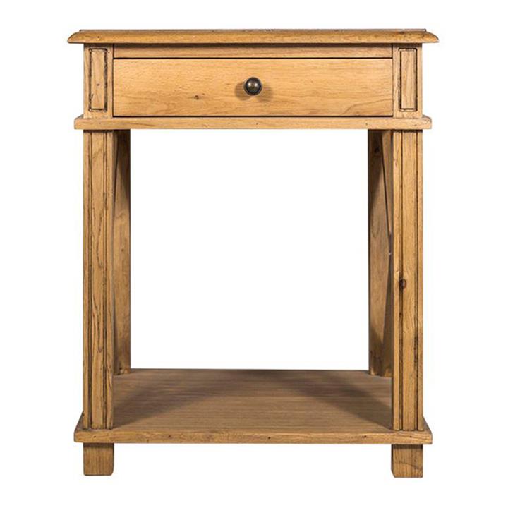 Villa Oak Timber Bedside Table, Natural by French Country Collection