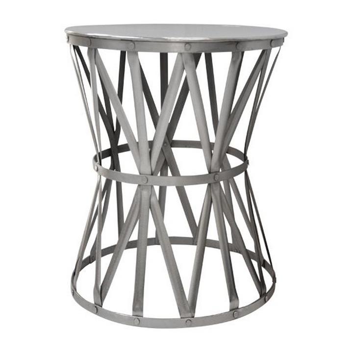 Bastide Iron Drum Table, Small, Nickel by French Country Collection