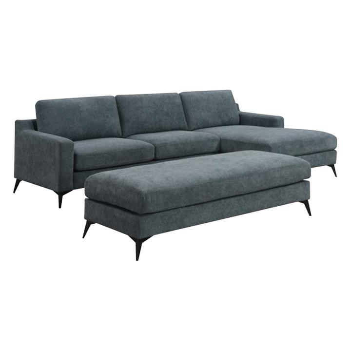 Rafal Fabric Corner Modular Sofa, 3 Seater with RHF Chaise & Ottoman