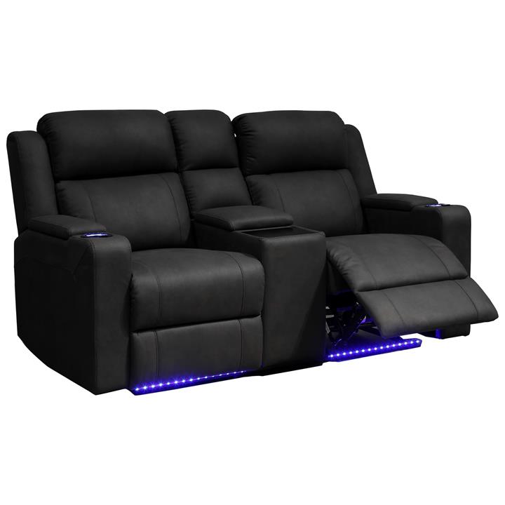 Picton Rhino Suede Fabric Electric Recliner Sofa, 2 Seater, Black by