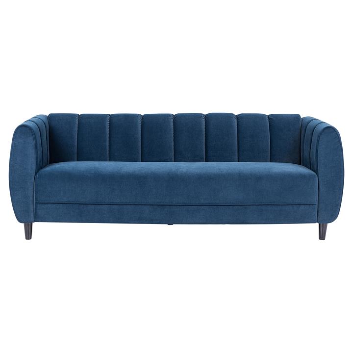 Aldiss Velvet Fabric Sofa, 3 Seater, Dark Blue by Dodicci Style Sourcebook