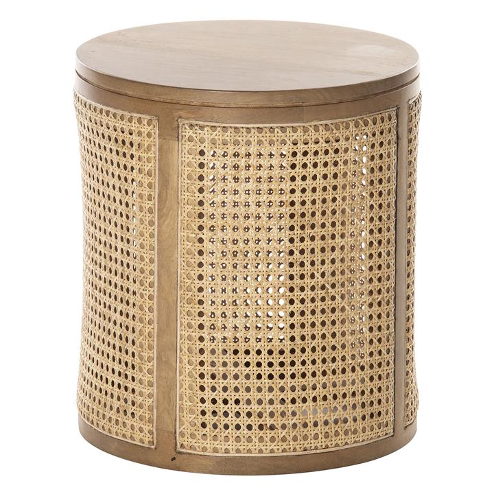 Santali Woven Cane & Mango Wood Round Side Table by Amalfi Style