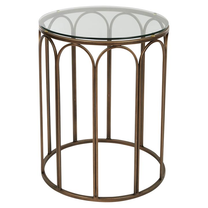 Calvin Glass Topped Metal Round Side Table by Coast To Coast Home