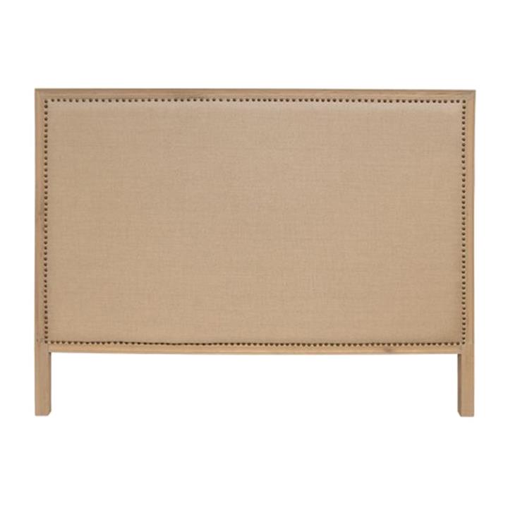Arthurs Linen & Oak Timber Bed Headboard, Queen by French Country