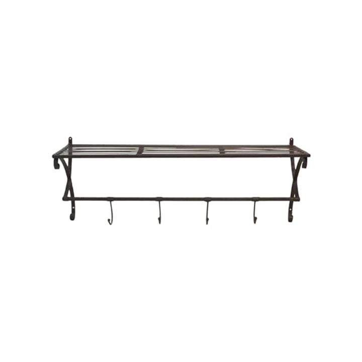 Carla Wrought Iron Wall Shelf with Hooks by French Country Collection