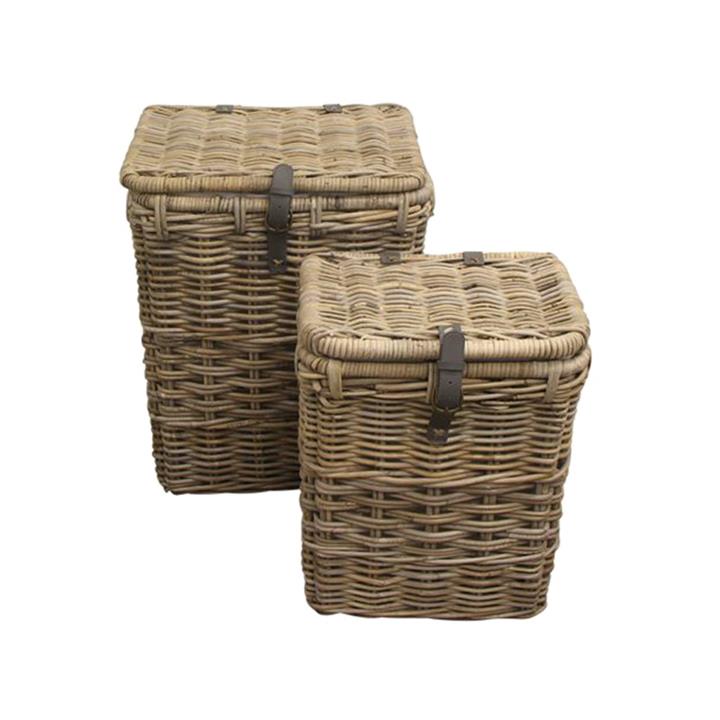 Grove 2 Piece Rattan Rectangular Laundry Hamper Set by French Country