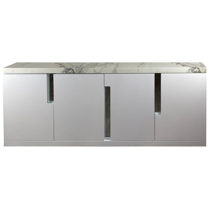 Wallis Stone Top 4 Door Buffet Table, 200cm, White by Boerio Furniture