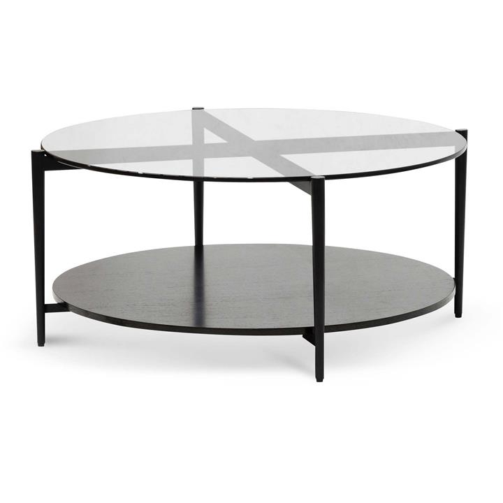 Bovagen Glass Top Round Coffee Table, 94cm, Black by Conception Living