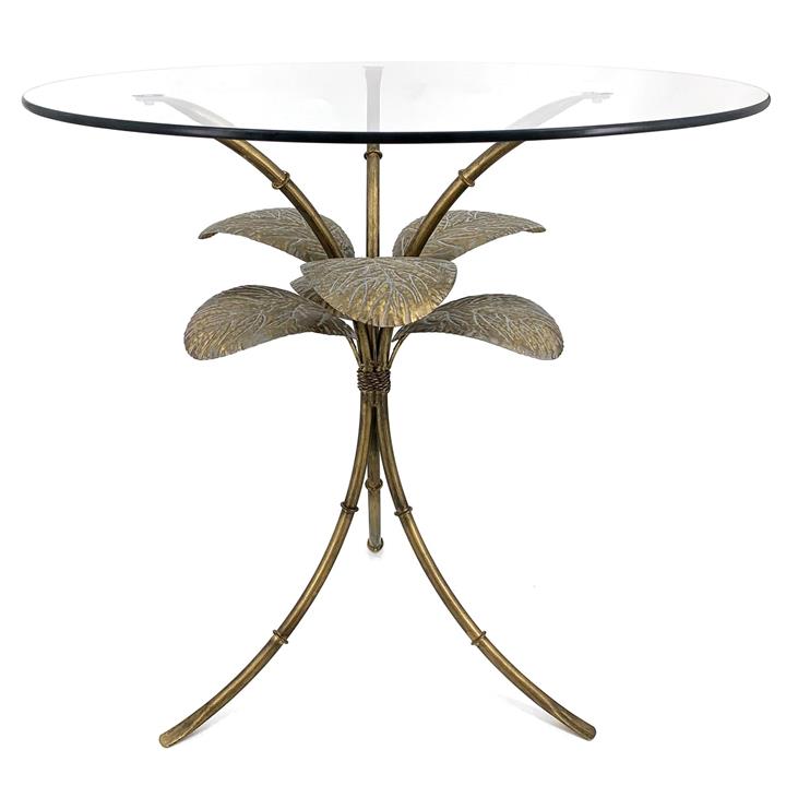 Amari Gold Leaf Glass Top Round Side Table by Oliver Willson Style