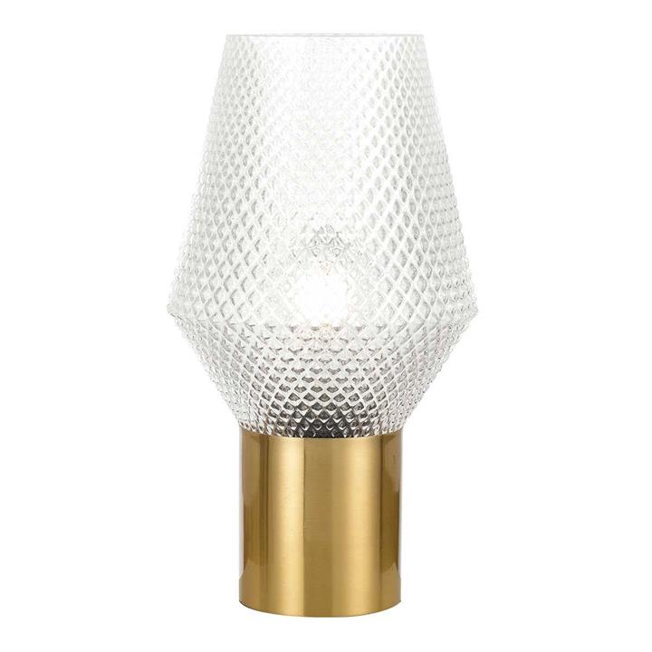 Rene Embossed Glass Table Lamp Clear Antique Gold By Telbix Style 