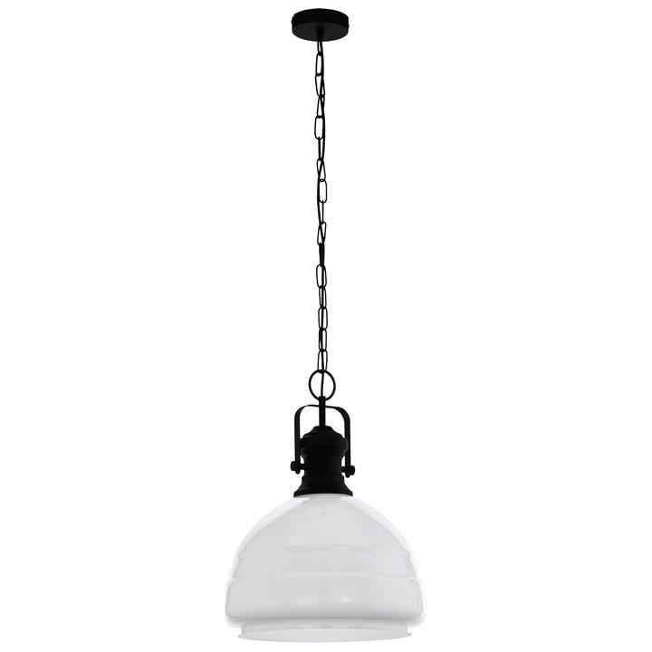 Combwich Glass Dome Pendant Light, White by Eglo Style Sourcebook