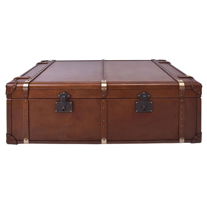 Capetown Aged Leather Vintage Trunk Coffee Table, 126cm by Affinity