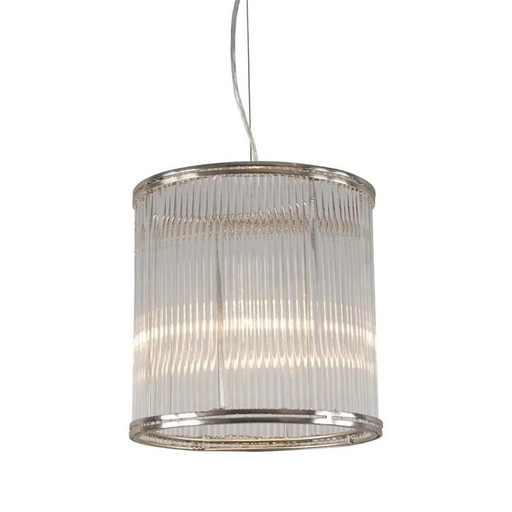 Denzel Ribbed Glass LED Pendant Light, Large, Nickel by Emac & Lawton