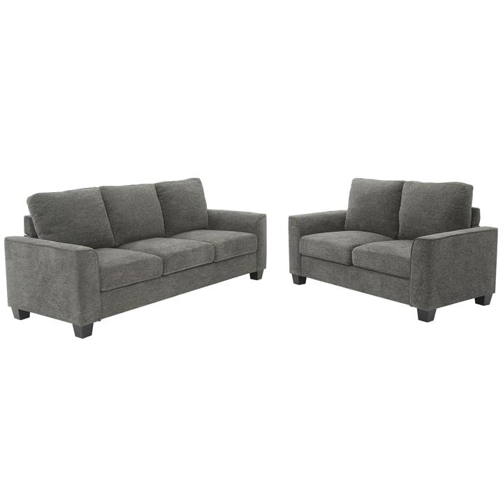 Lothian 2 Piece Fabric Sofa Set, 3+2 Seater, Licorice by Dodicci