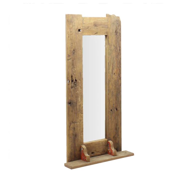 Dawson Reclaimed Timber Frame Wall Mirror with Shelf, 120cm by