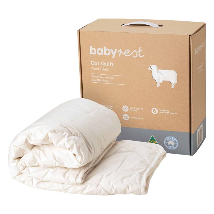 Wool Filled Cot Quilt in White by by Style