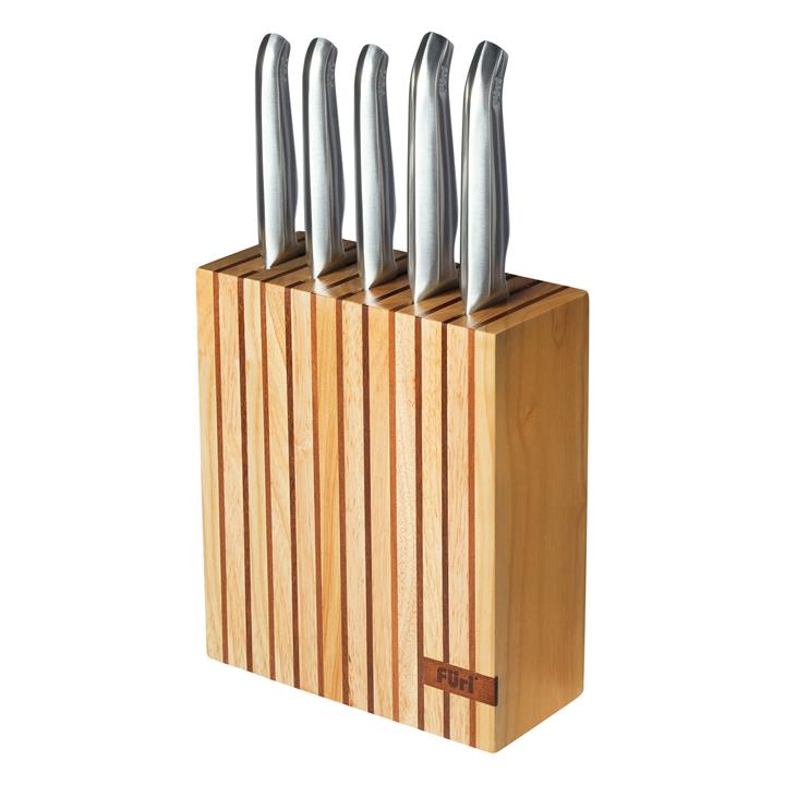 Furi Pro 7Piece Wooden Knife Block Set in Light Brown by Furi Style