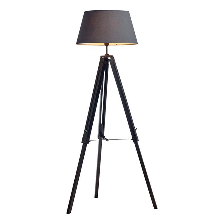 Tripod Floor Lamp, Grey in Black by New Oriental by New Oriental