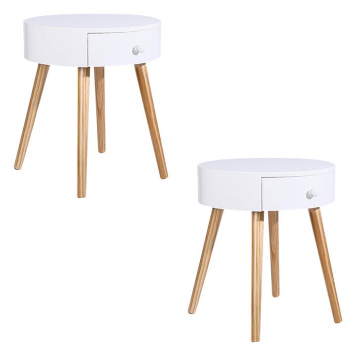 Cyclonus Set of 2 Bedside Tables in Light Brown by LiFETCH by LiFETCH