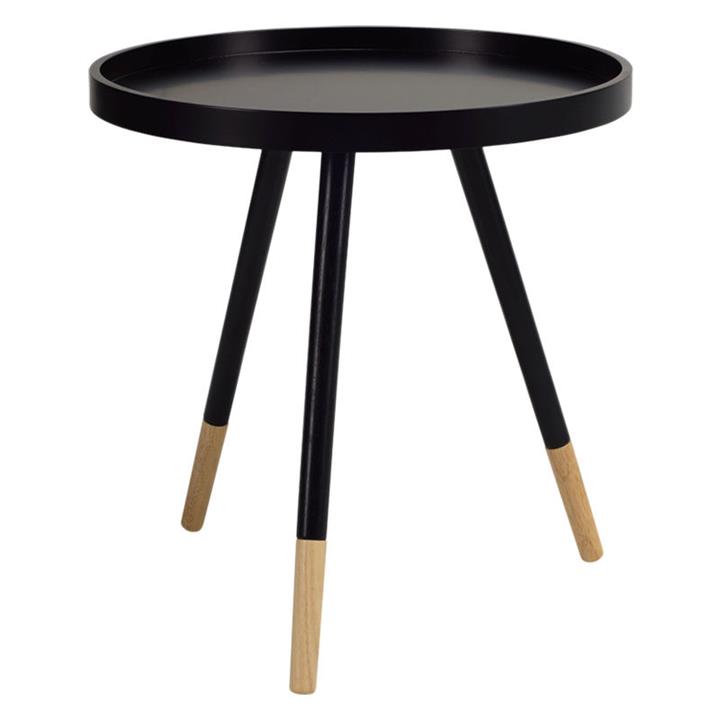 Dotte Oak Round Side Table in Black/Natural by Iniko by Iniko Style