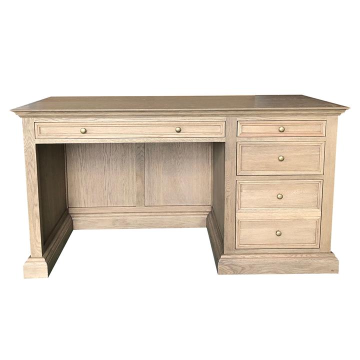 French Oak Panel Timber Desk in Weathered Oak by Jac Home Living by Jac