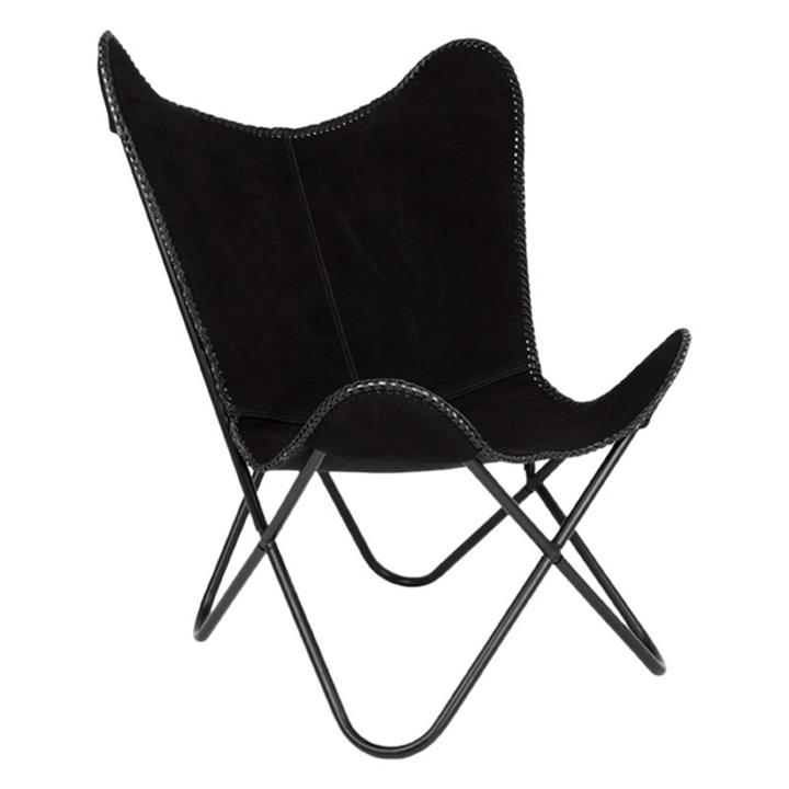 Adonis Suede Leather Butterfly Chair in Black by Fab Habitat by Fab