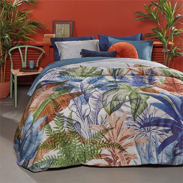 Isla Cotton Sateen Quilt Cover Set Size Queen in Blue by Bedding House by Bedding House Style