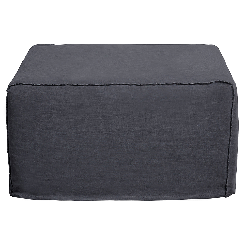 Como Linen Square Ottoman Cover Charcoal 100cm x 100cm by James Lane Style Sourcebook