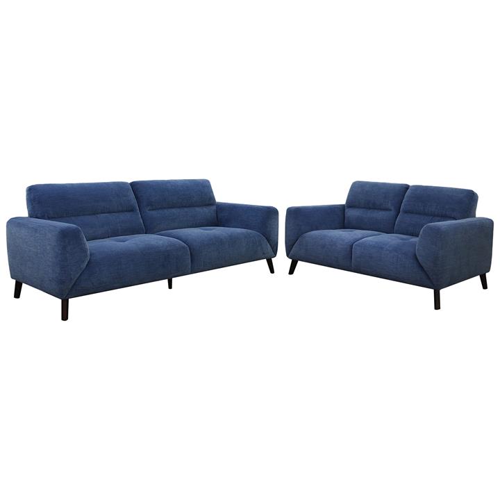 Ellison 2 Piece Fabric Sofa Set, 3+2 Seater, Indigo by Dodicci Style Sourcebook