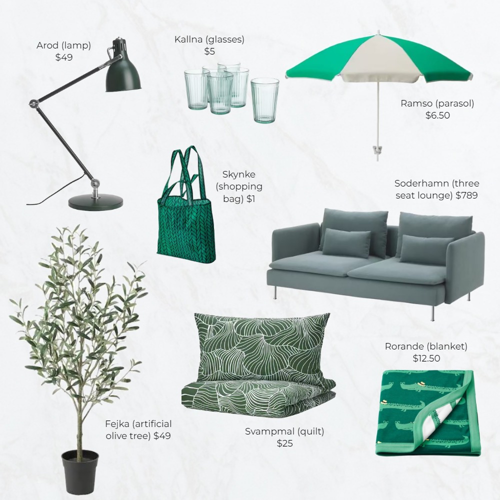Ikea clearance Winter 2022 (green edition) Interior Design Mood Board