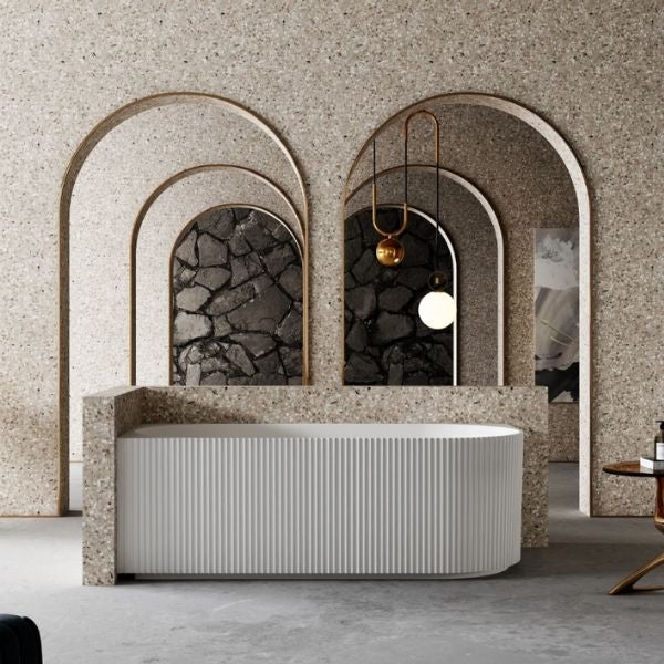 Cassa Design Fluted V-Groove Back to Corner 1500mm or 1700mm Bath Matte ...