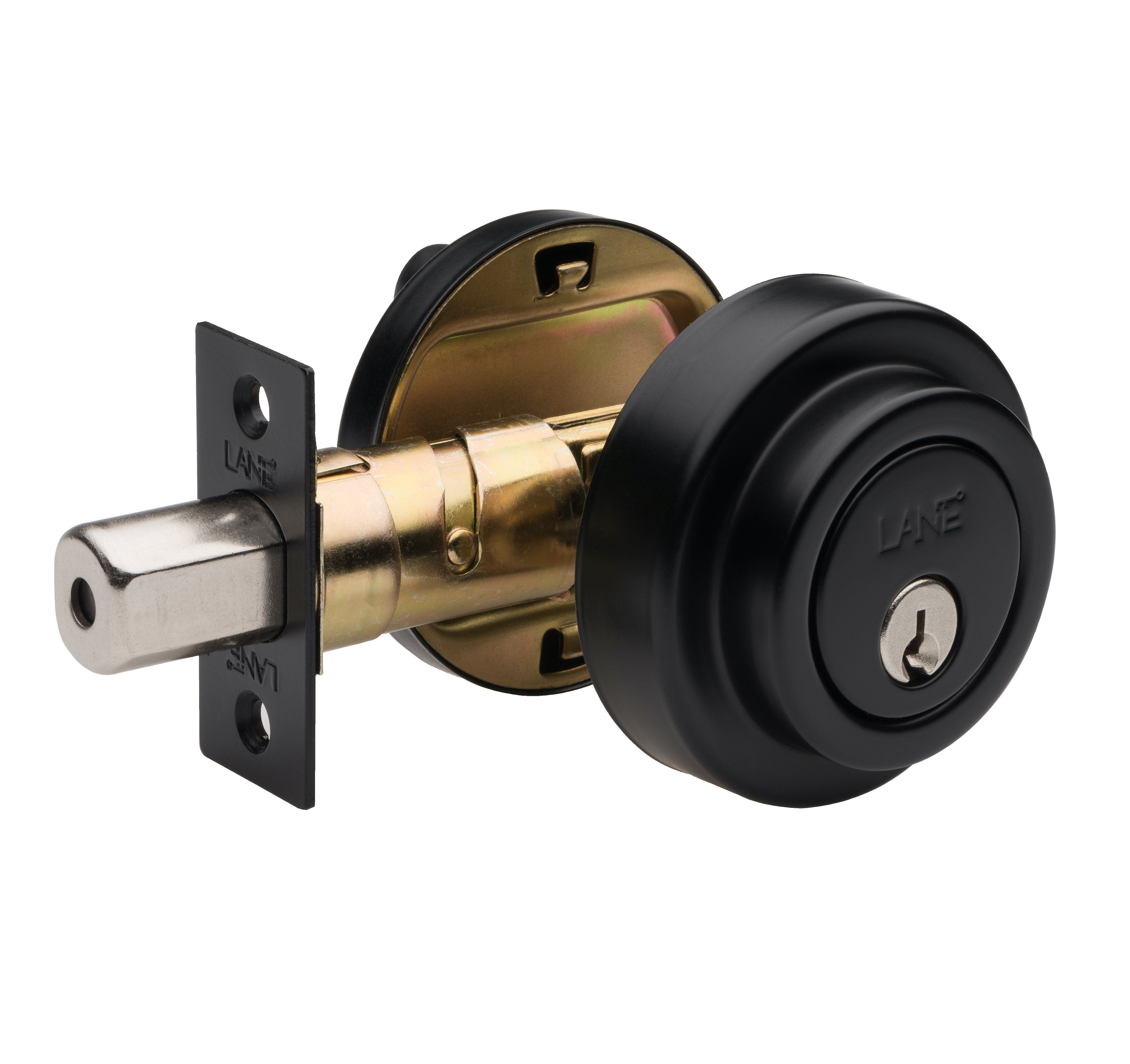 Lane Slimline Single Cylinder Deadbolt Round Matte Black by Lane