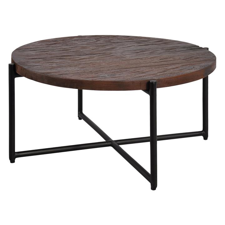 Railroad Round Timber Coffee Table in Black/Brown by SLH by SLH Style