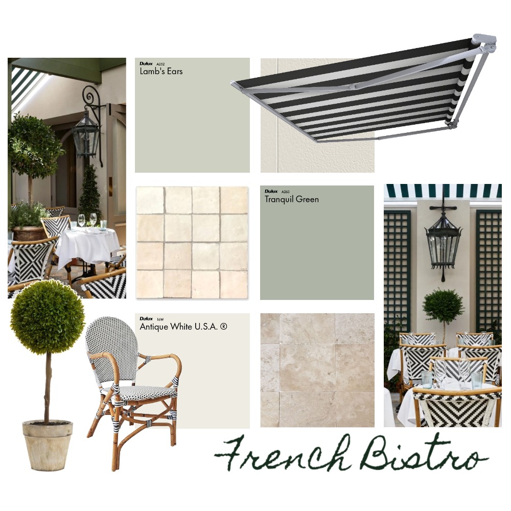 Alfresco French Bistro Interior Design Mood Board by RHIO Designs